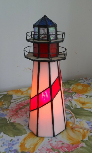 Vtg tiffany style stained - vtg,